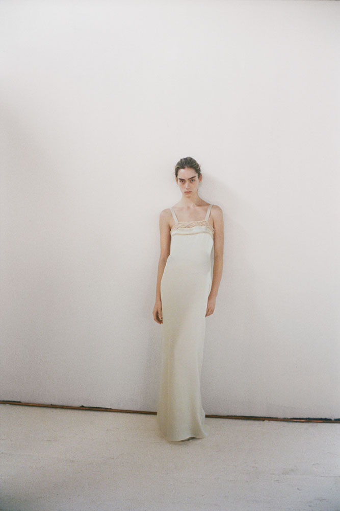 Colleen Allen Silk Column Dress in Antique Ivory
