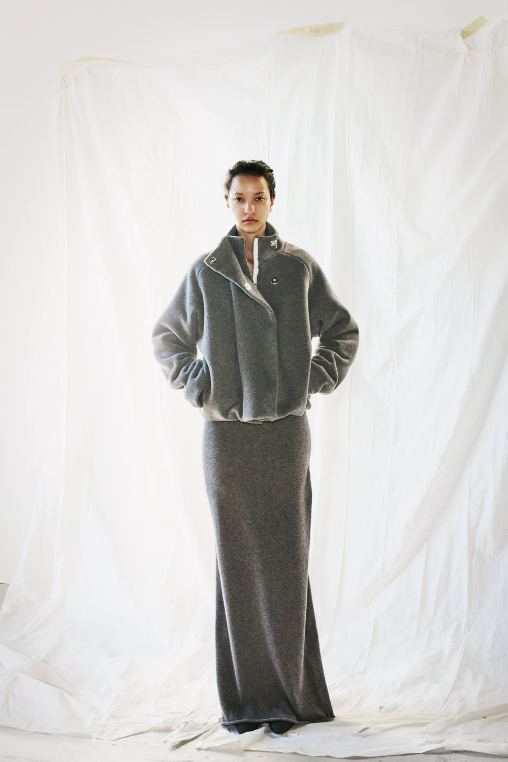 High Collar Raglan Fleece Jacket image alternative view