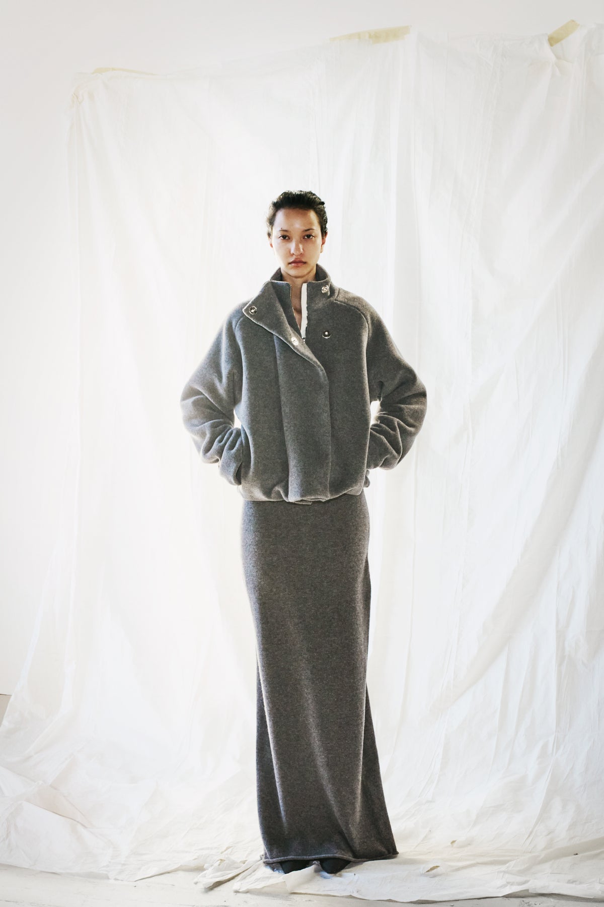 High Collar Raglan Fleece Jacket image