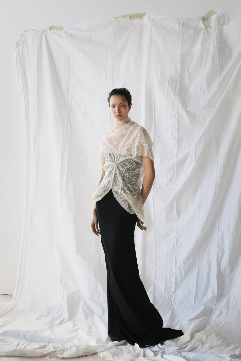 Lace Draped Ruffle Blouse image alternative view