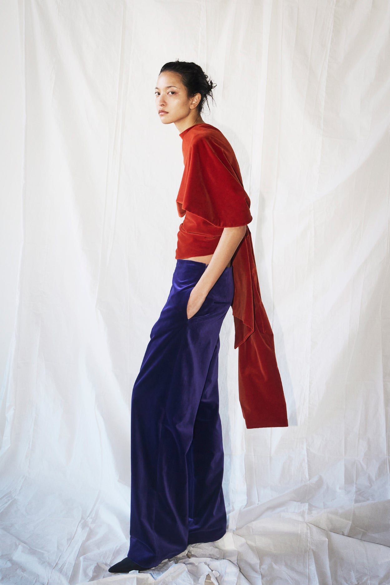 Draped Velvet Shawl Top image